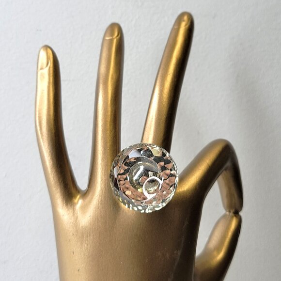One Crystal Fashion Stretch Ring, Large Statement Crystal Ring,Cocktail Ring - Picture 1 of 9